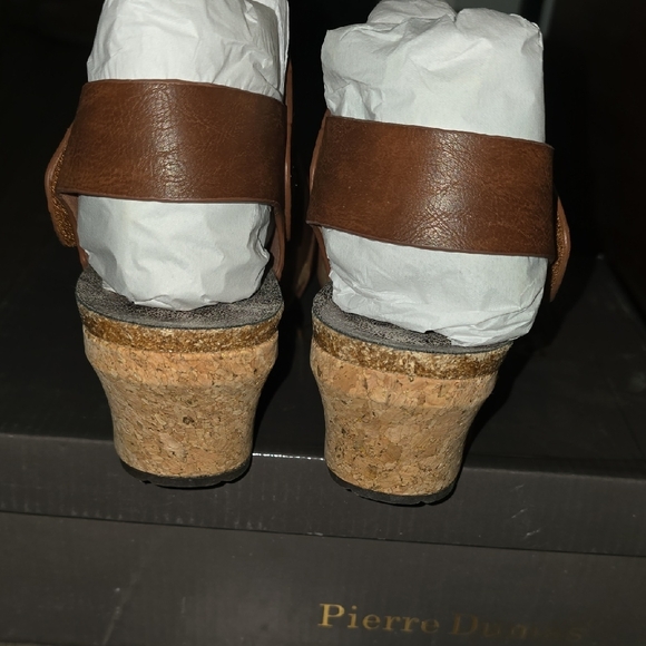 Pierre Dumas Brown Cork Wedge Sandals - Picture 3 of 9